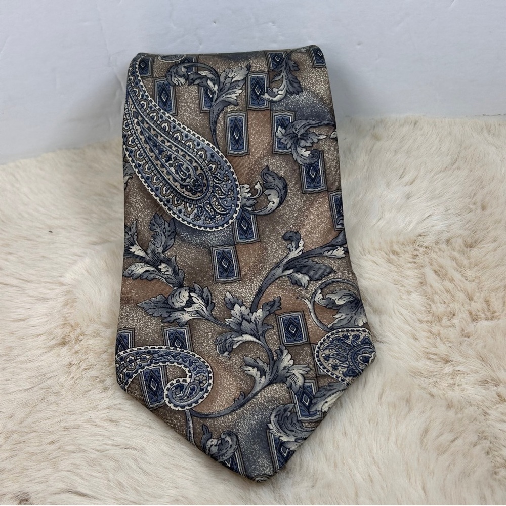 Louis Feraud Brown and Blue Paisley Tie